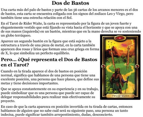 2 de Bastos Significado de las cartas del Tarot